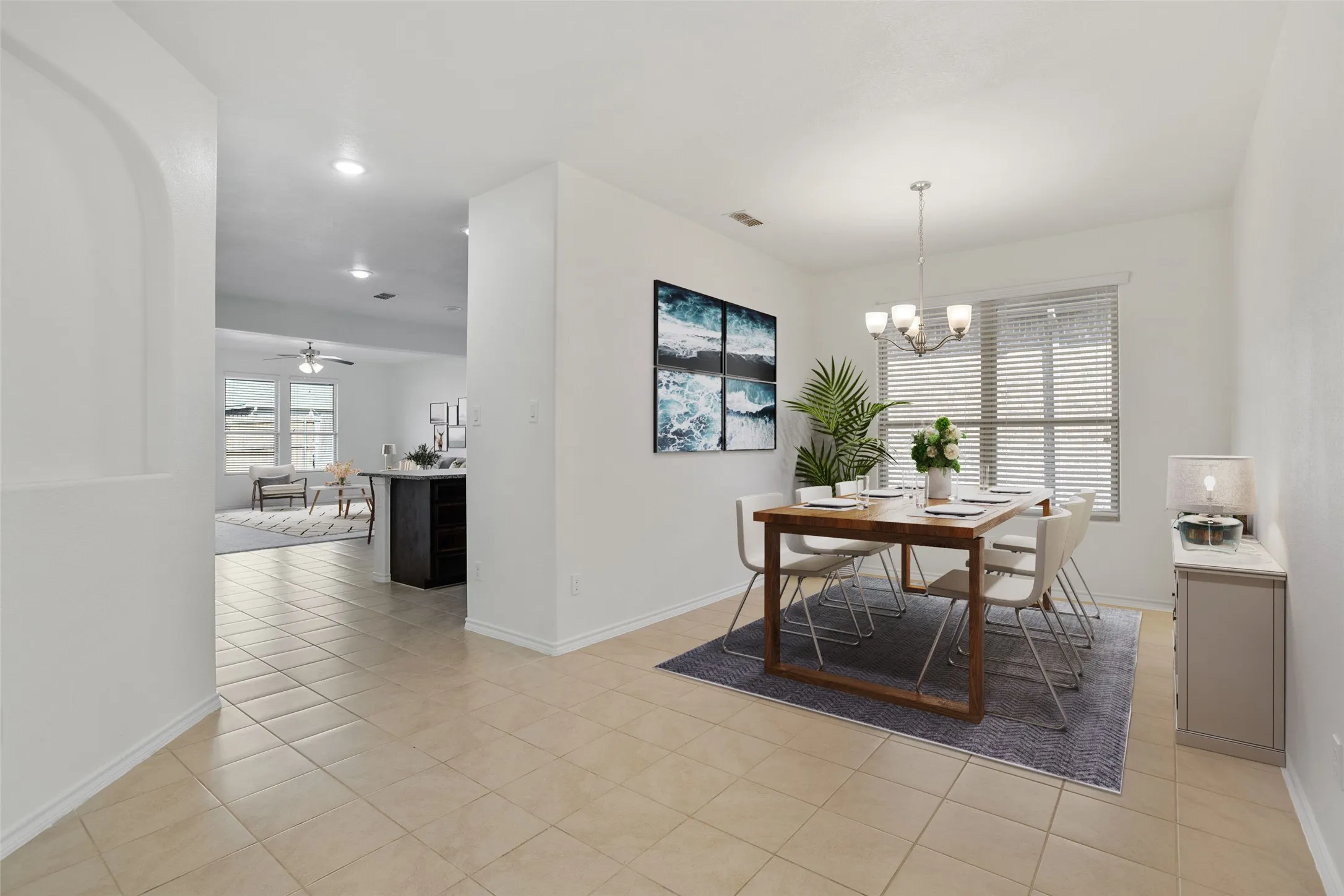 Tiled dining space
