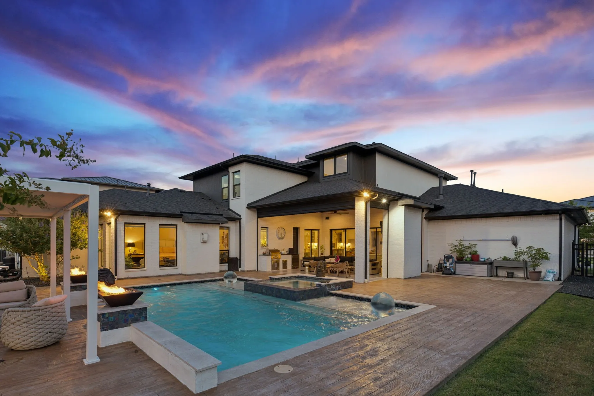 24 x 48 tile pavers extend the patio around the pool