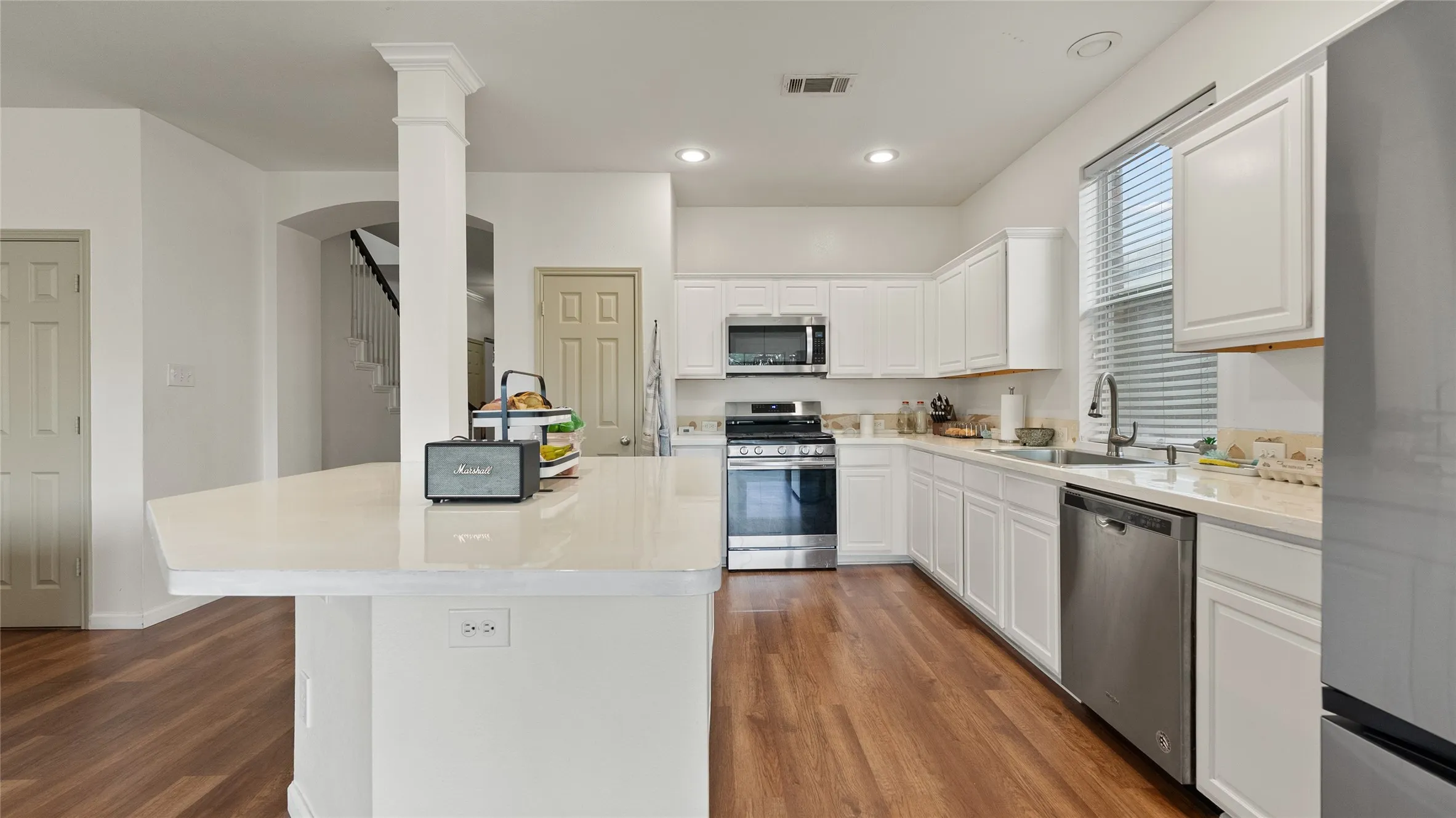 Kitchen with large island and Stainless Steel Appliances