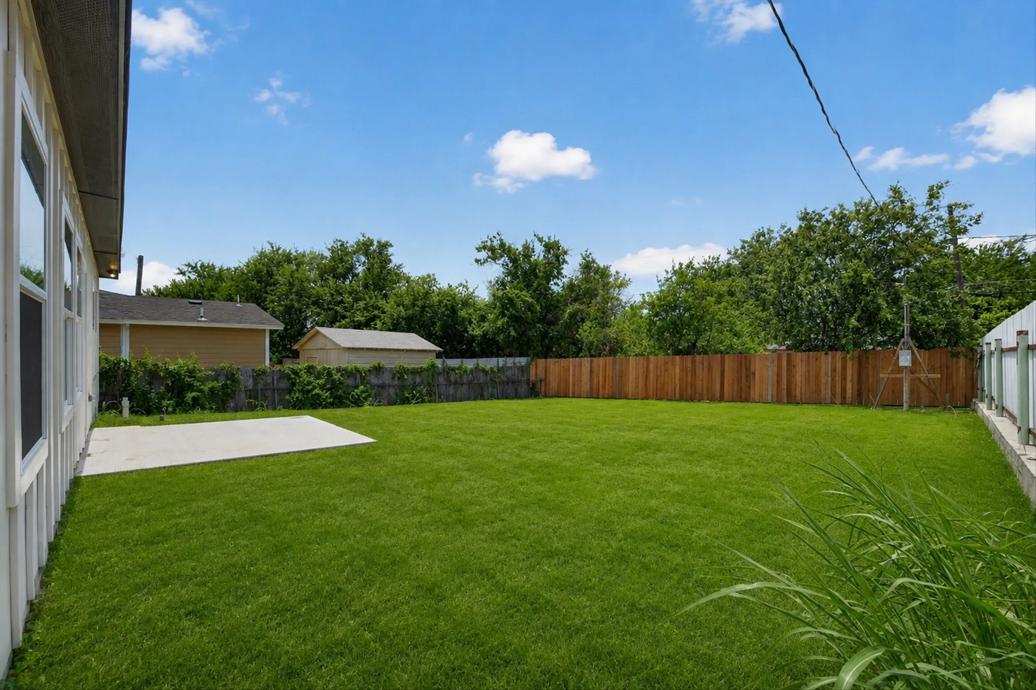Fully fenced back yard.