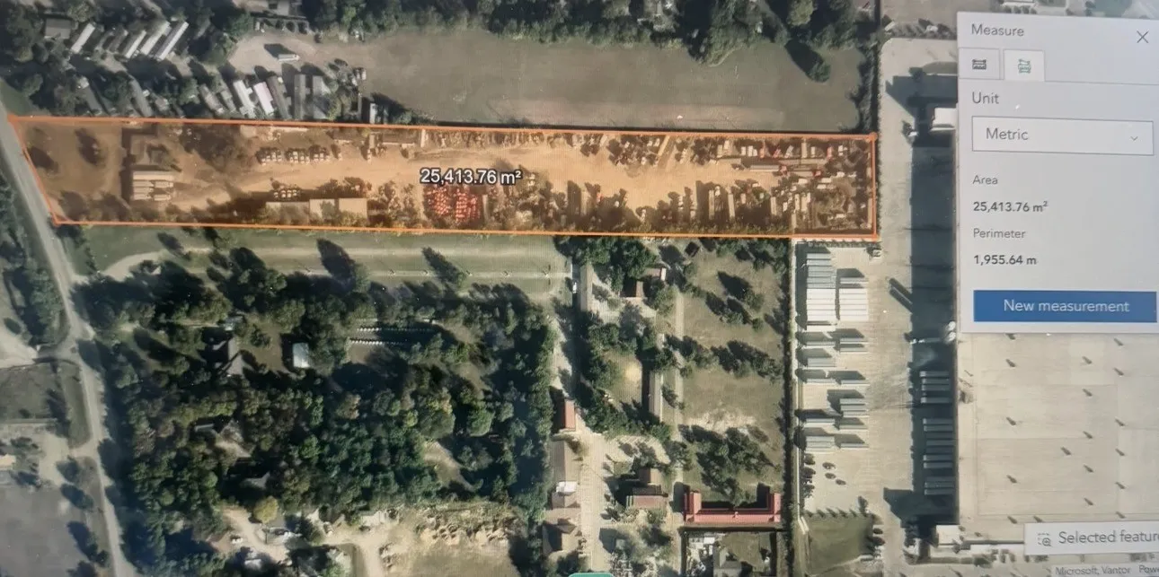 Aerial Survey Map. Displaying the measured area and perimeter of the property