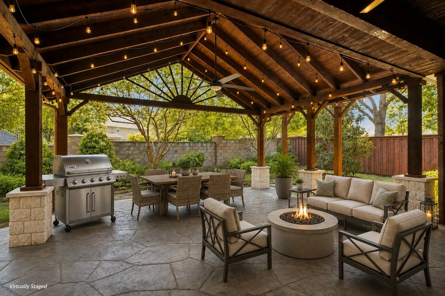 Virtually staged pavillion