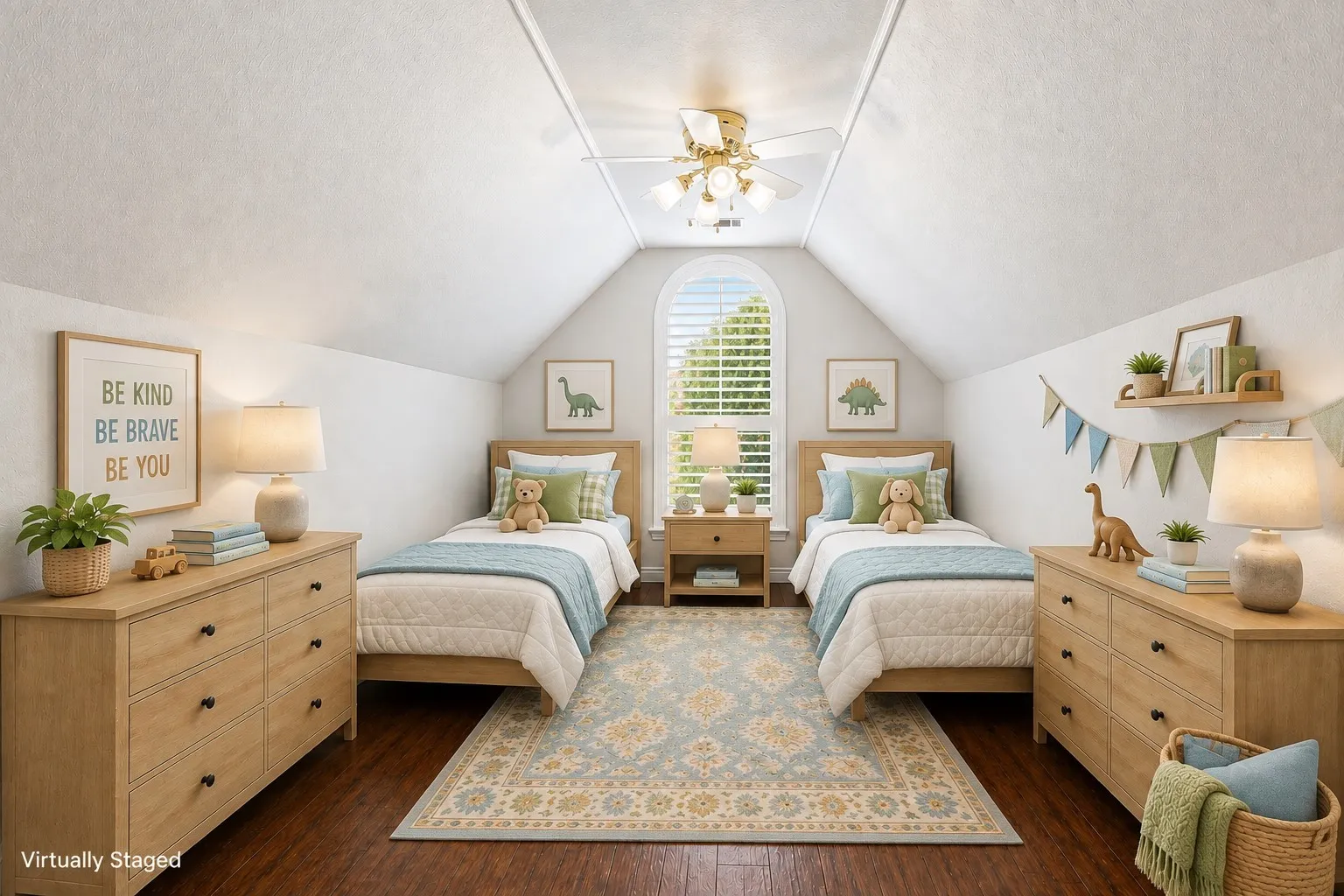 Virtually Staged bedroom upstairs.
