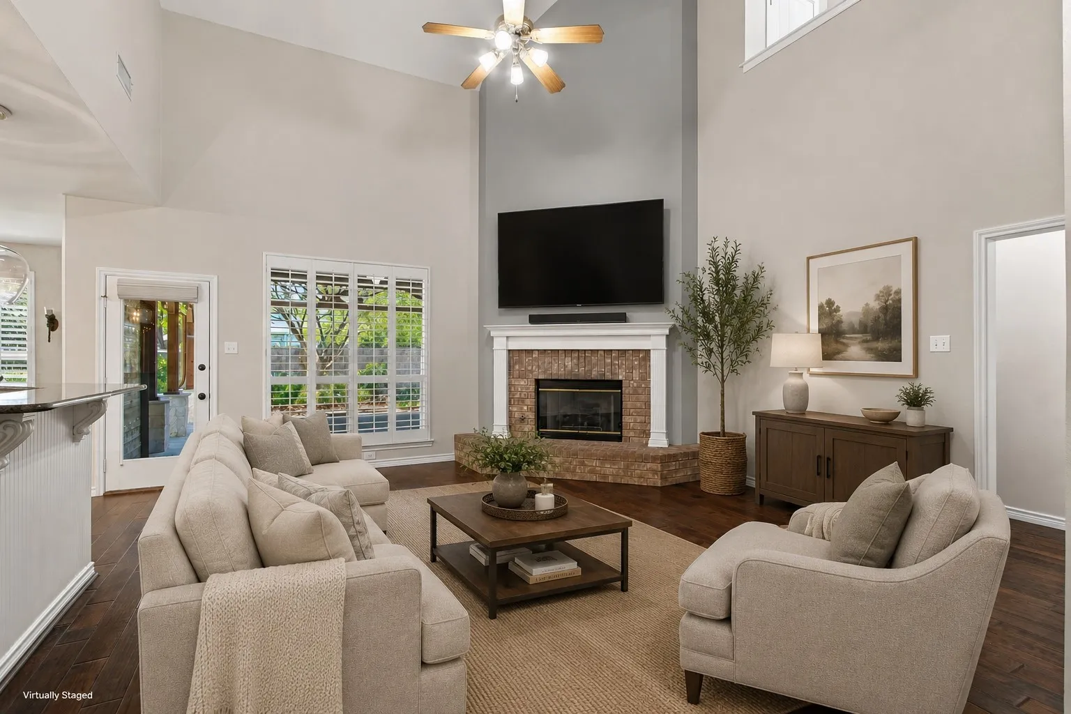 Cozy family room virtually staged