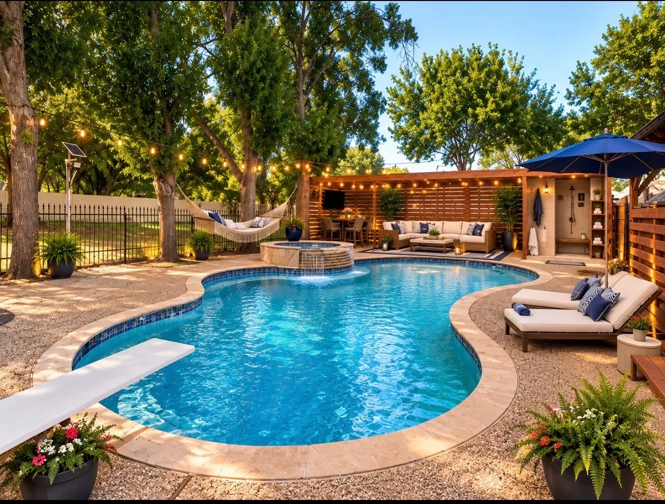 Pool sample with finished shower example