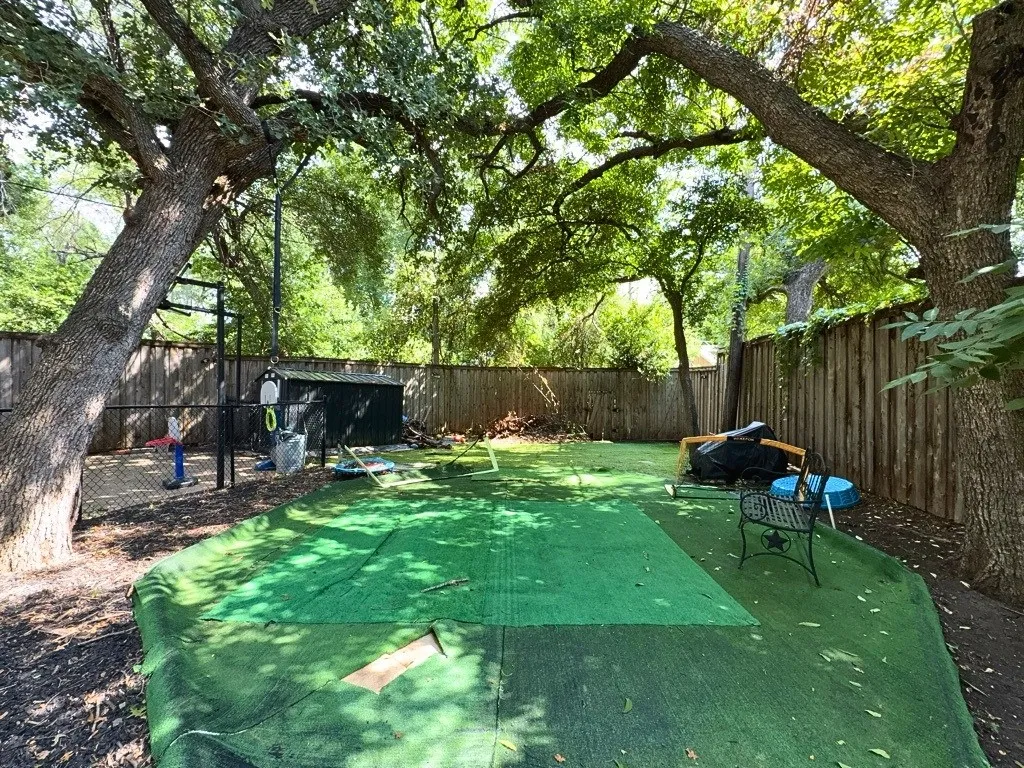 Fenced backyard