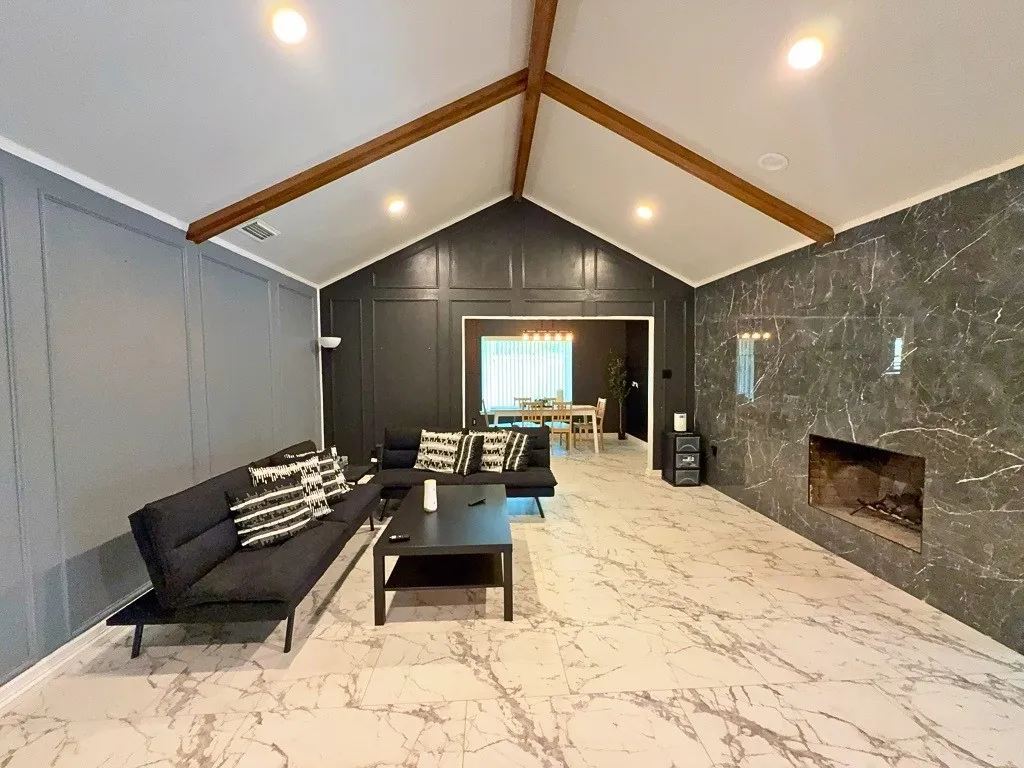 Living room with fireplace