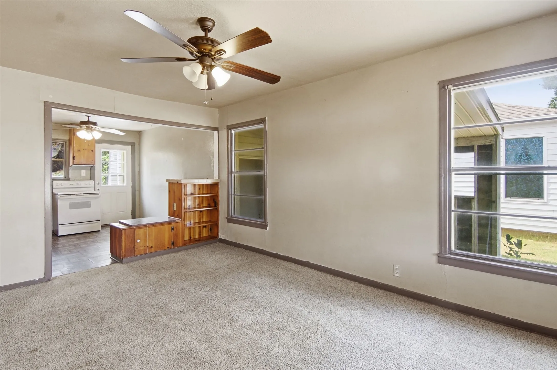 living room is open to the kitchen