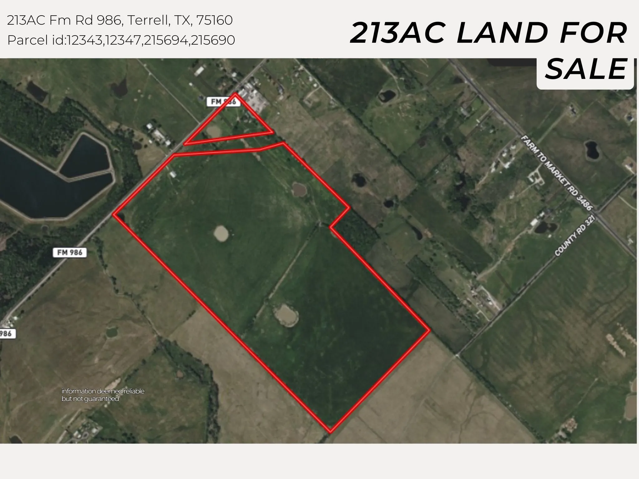 Unimproved Land For Sale in Kaufman County , 0 Fm Rd 986, Terrell, Texas 75160, 0, 0, Garage spaces, 0 Sqft, built in 0, Price $7,600,000, mls#21356229, Real Estate Agent in Terrell, Homes For Sale in Kaufman county, Homes For Sale in Terrell, Realtor in Terrell Texas, Real Estate Brokerage Independent Realty Texas, Luminita Cordes Realtor