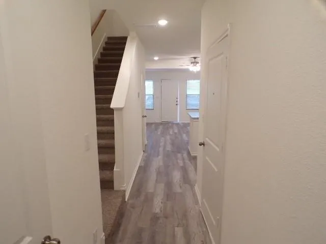Wood-finish flooring throughout the main level