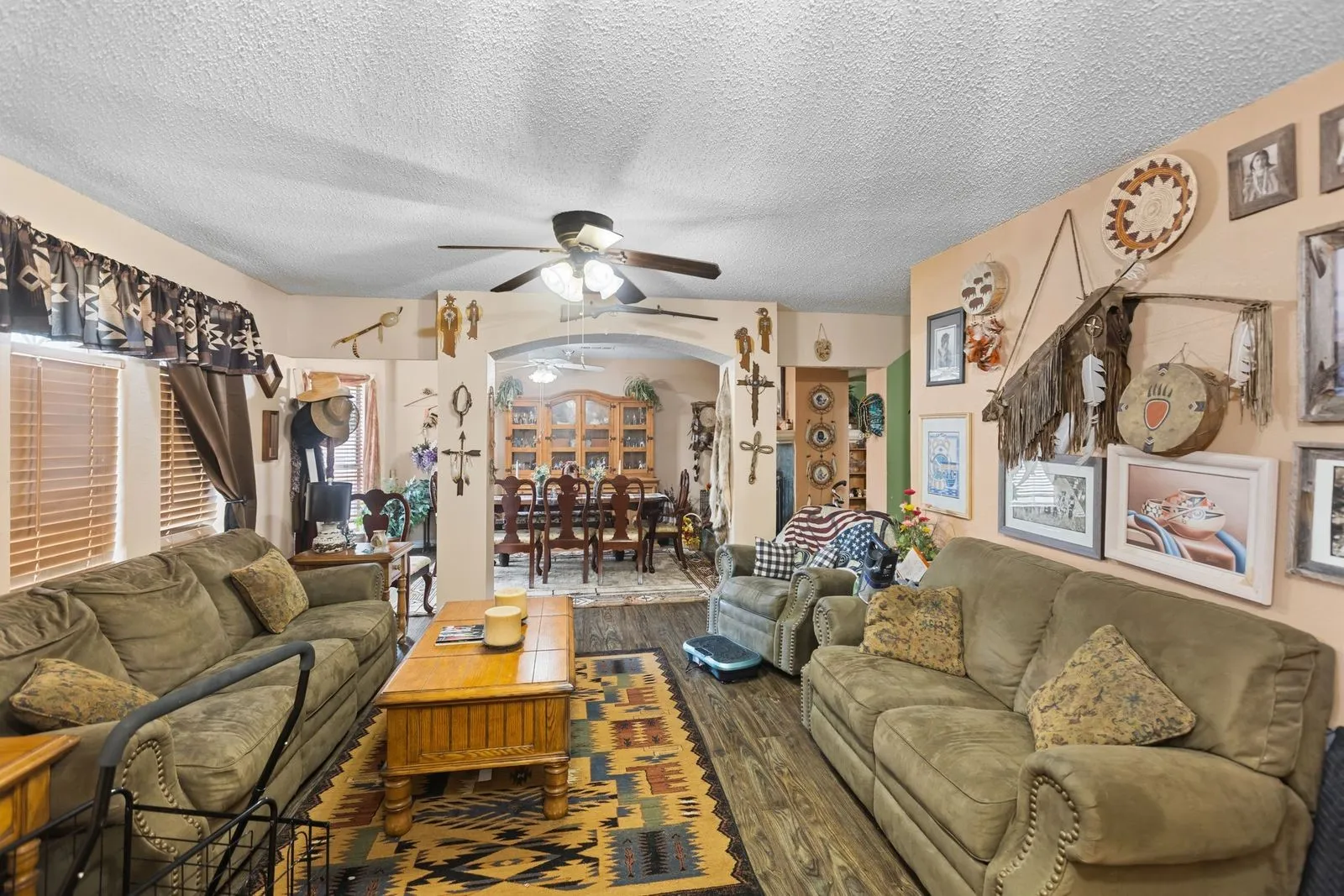 Wood-finish flooring throughout the living area