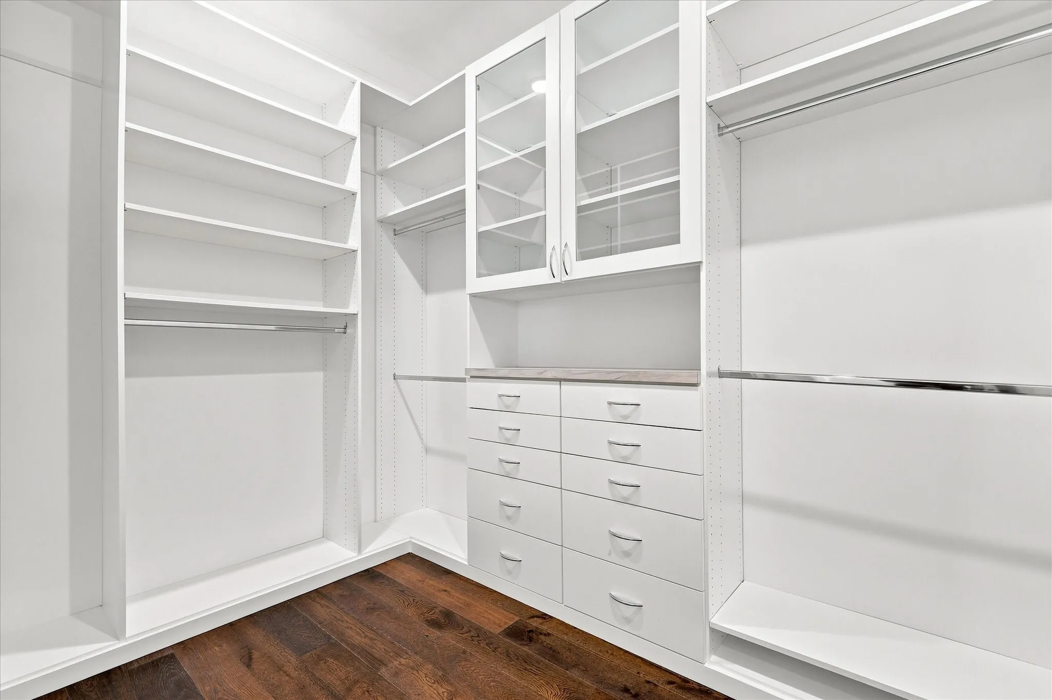 Closet system in the primary suite closet