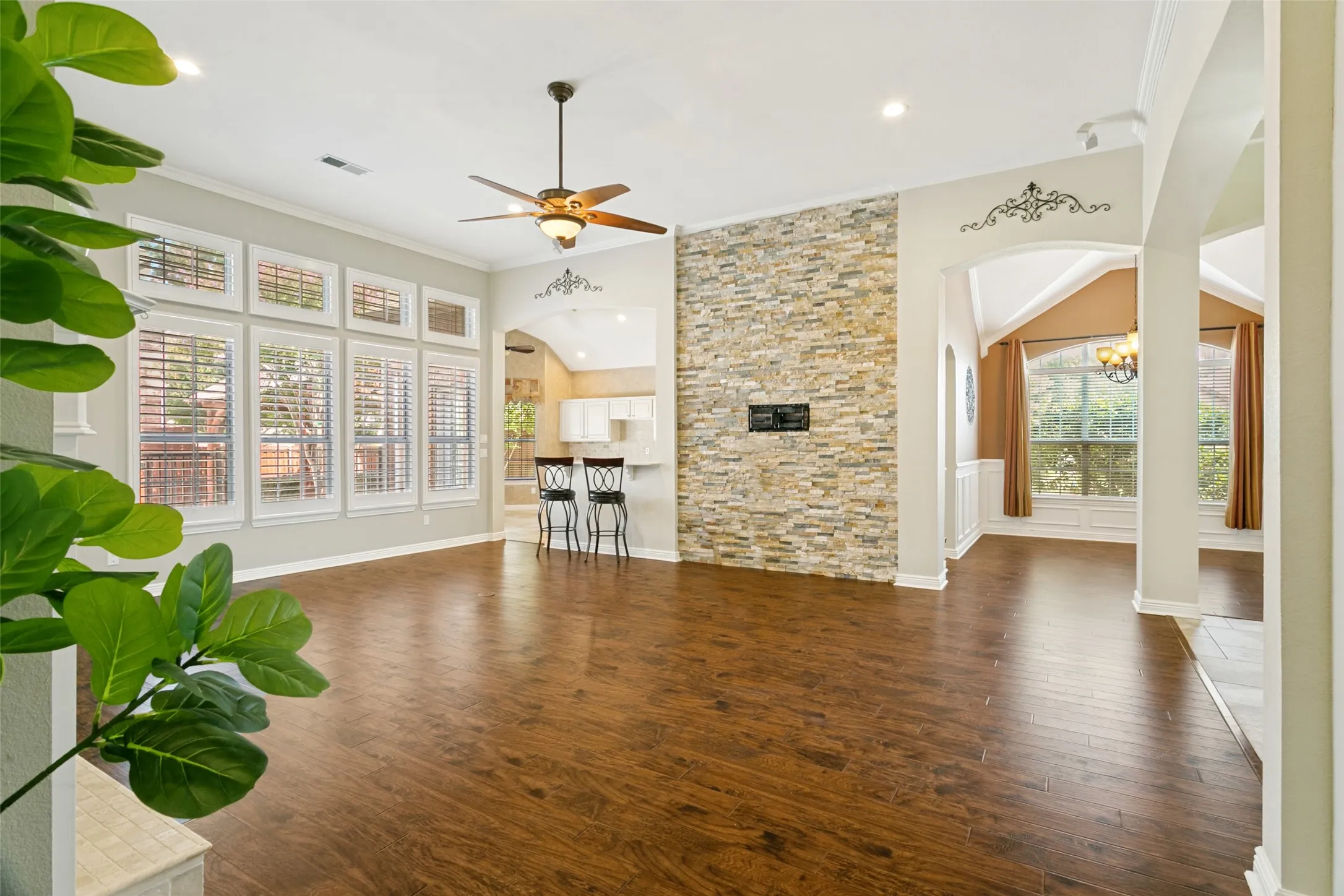 View of living room Looking toward dining room and kitchen