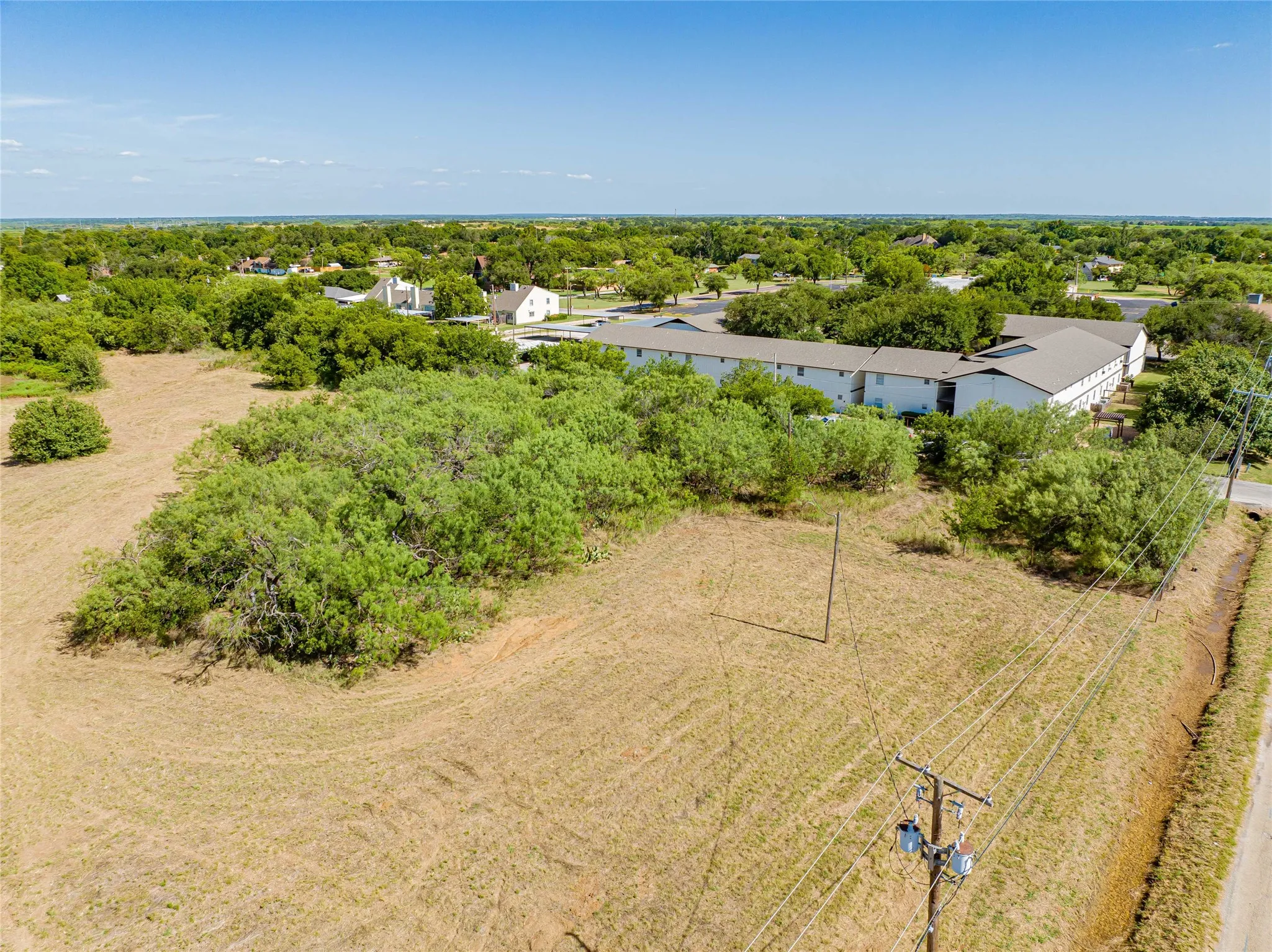 Expansive open land area with natural tree coverage