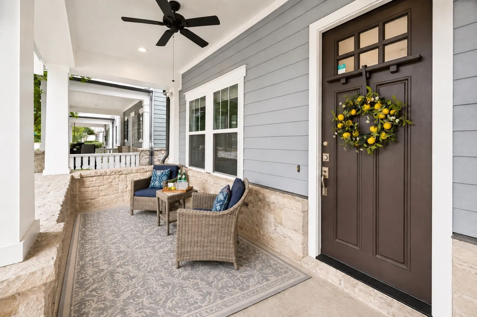 Inviting covered front porch and entry.