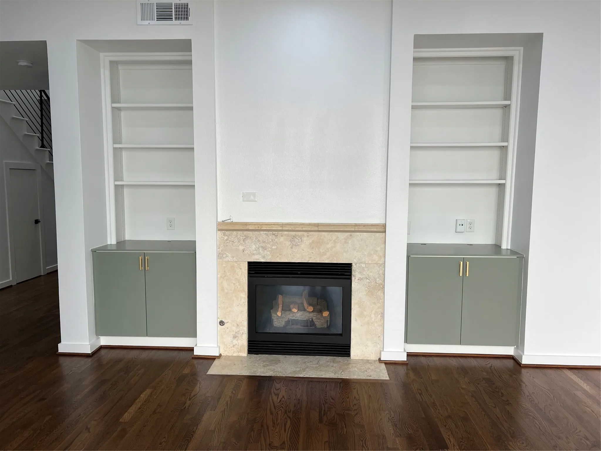 Built ins and fireplace