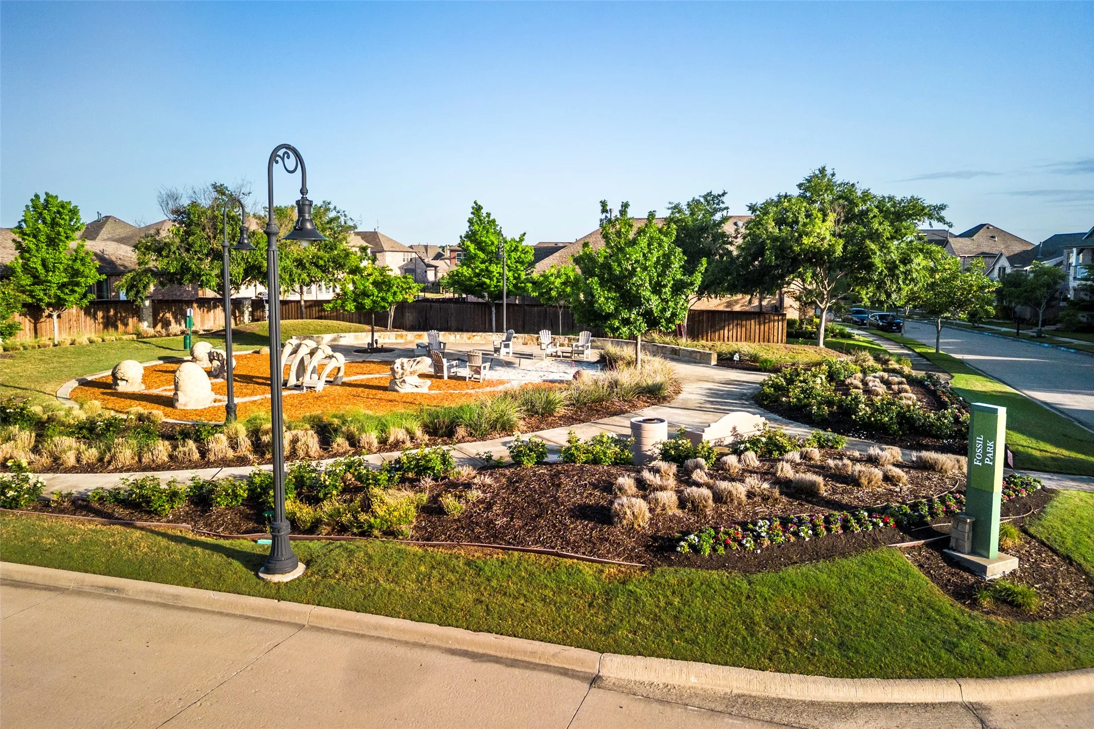Viridian green space offers a peaceful connection to nature with scenic ponds, walking and biking trails, landscaped parks, native plantings, and inviting gathering areas. Beautifully designed waterways, stone bridges, open lawns, and shaded spaces create a serene outdoor setting for walking, relaxing, and enjoying the natural beauty of this sought-after master-planned community.