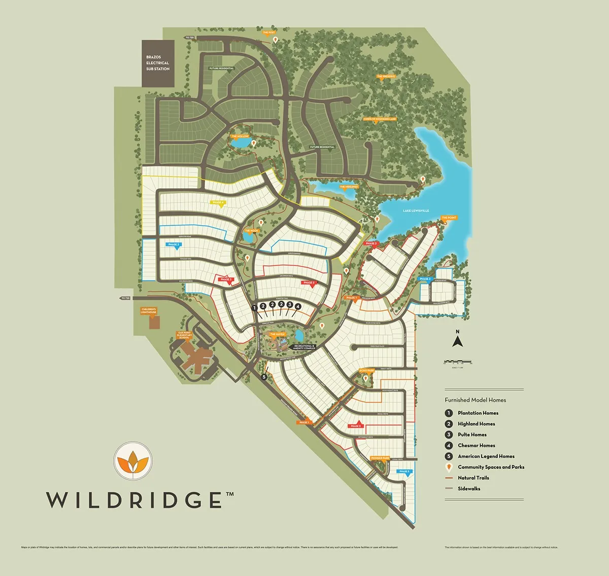 Community Site Plan. Illustrating the property layout, including residential lots, community spaces, and designated natural trails