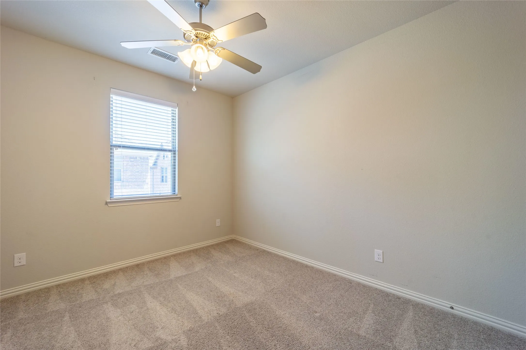 Lighted ceiling fan and extra plush carpet