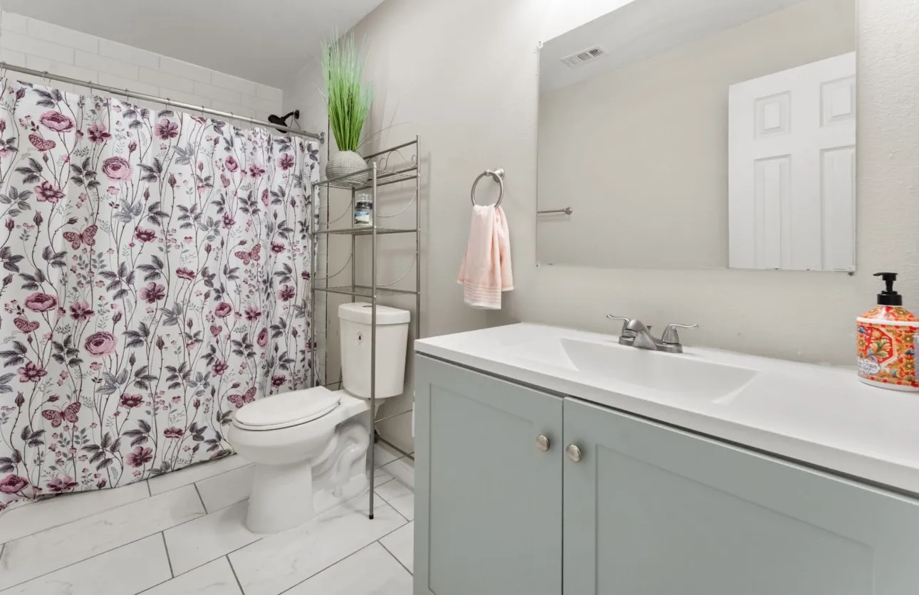 White subway tile shower surround