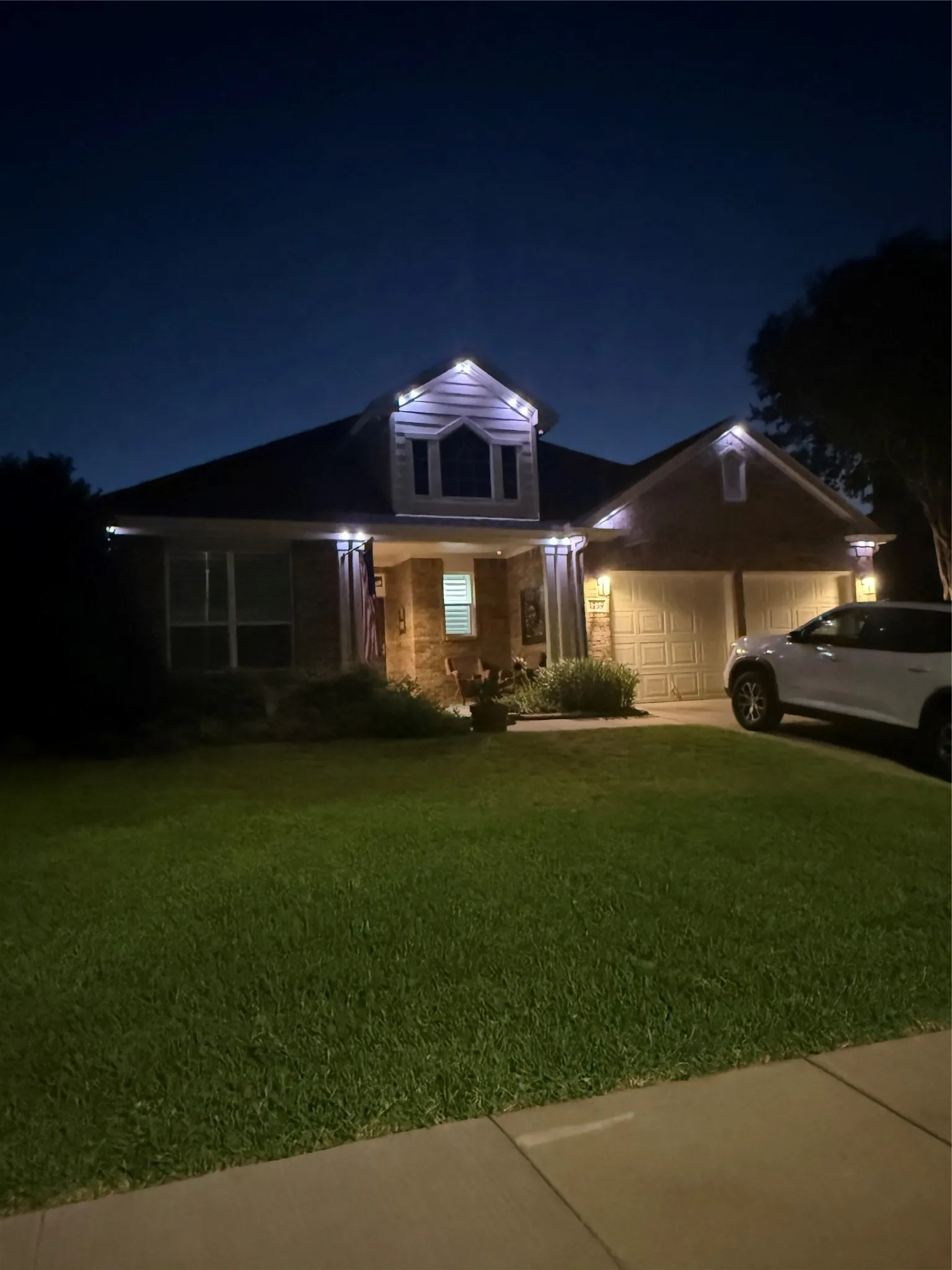 Evening picture to show upgraded lighting.