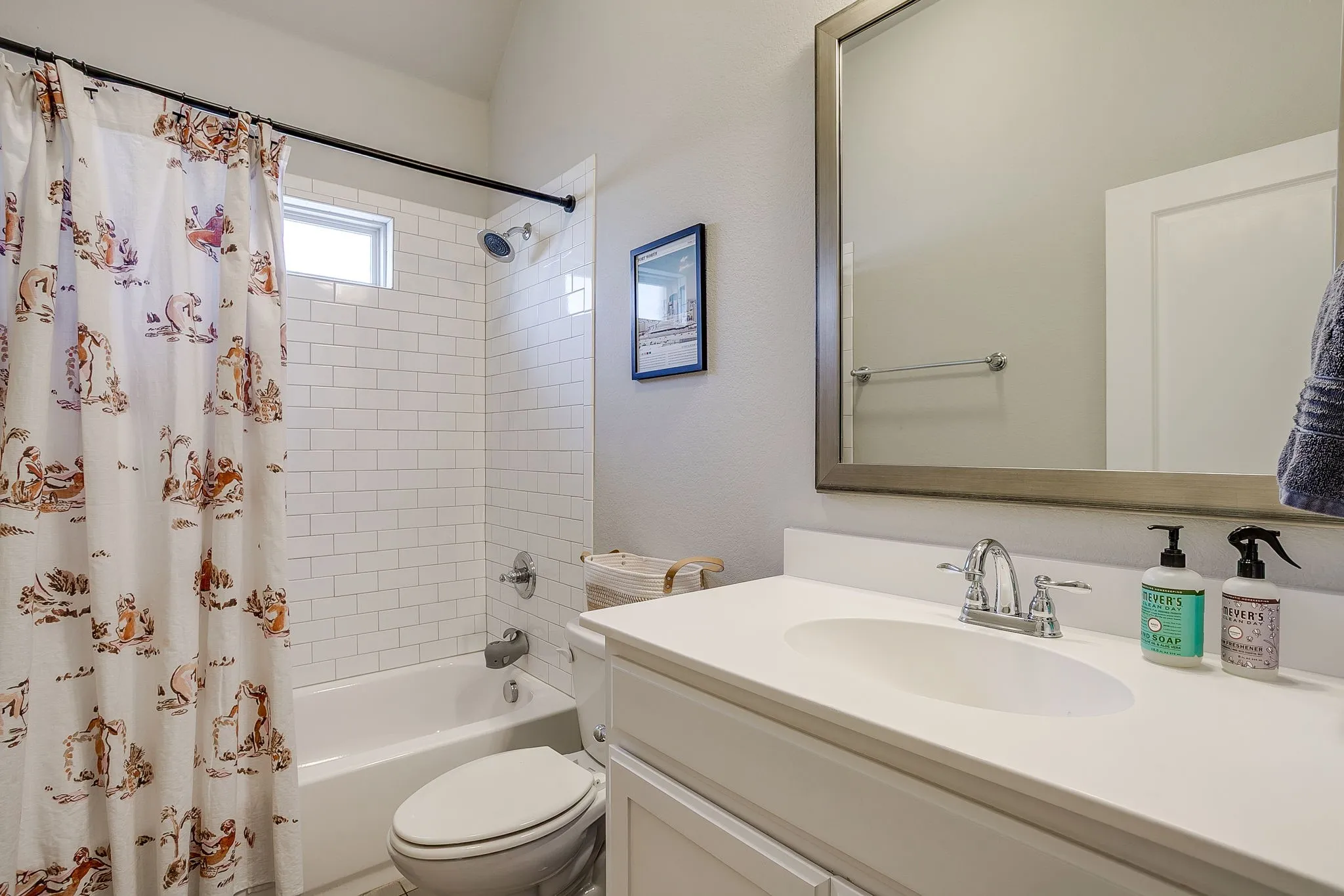 Between the front and middle bedrooms