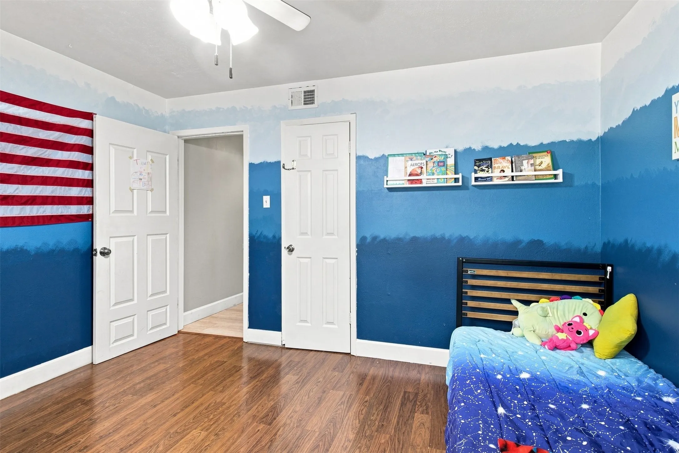 Wood-finish flooring throughout