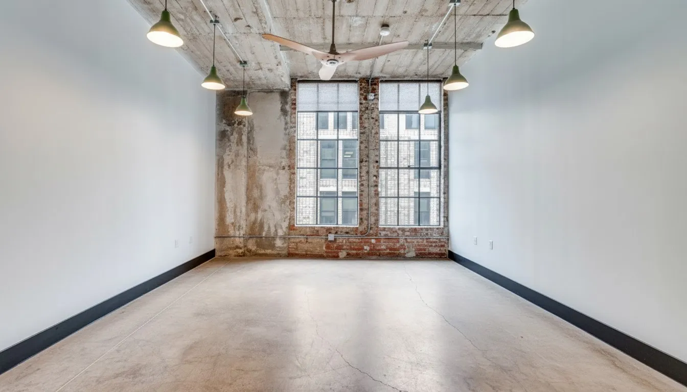 Currently this loft is vacant but see the virtually staged photos for what this space could be
