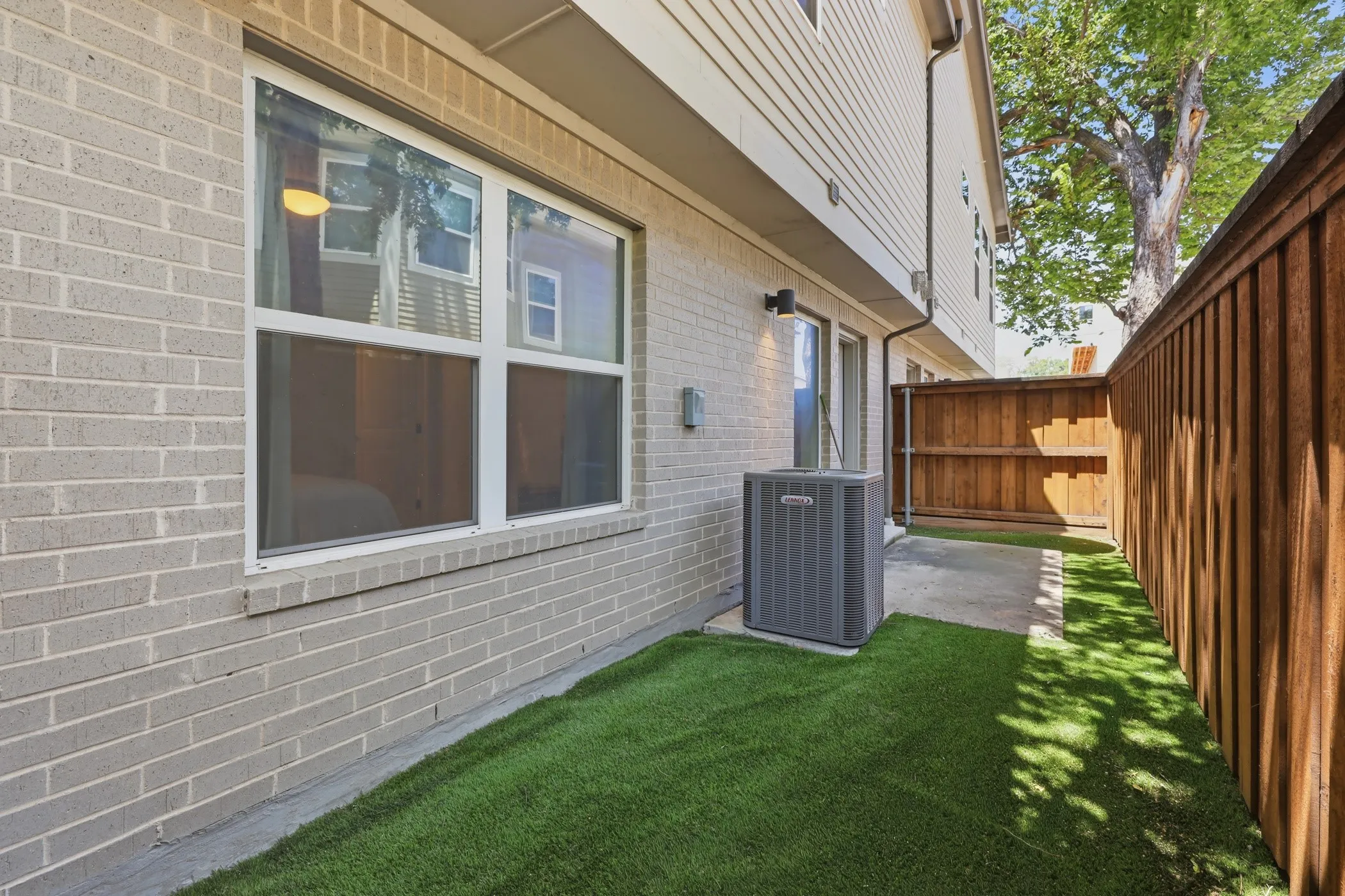 Private turfed backyard