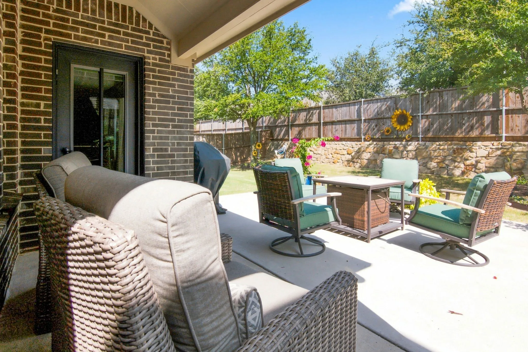 Extended patio allows room for outdoor dining