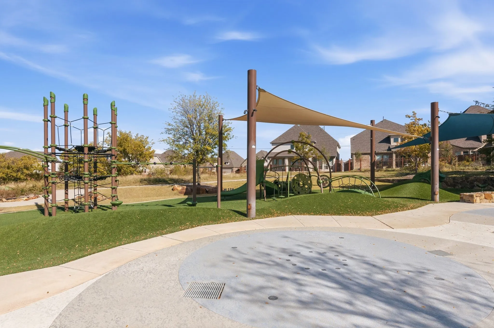 Playground and splash pad area