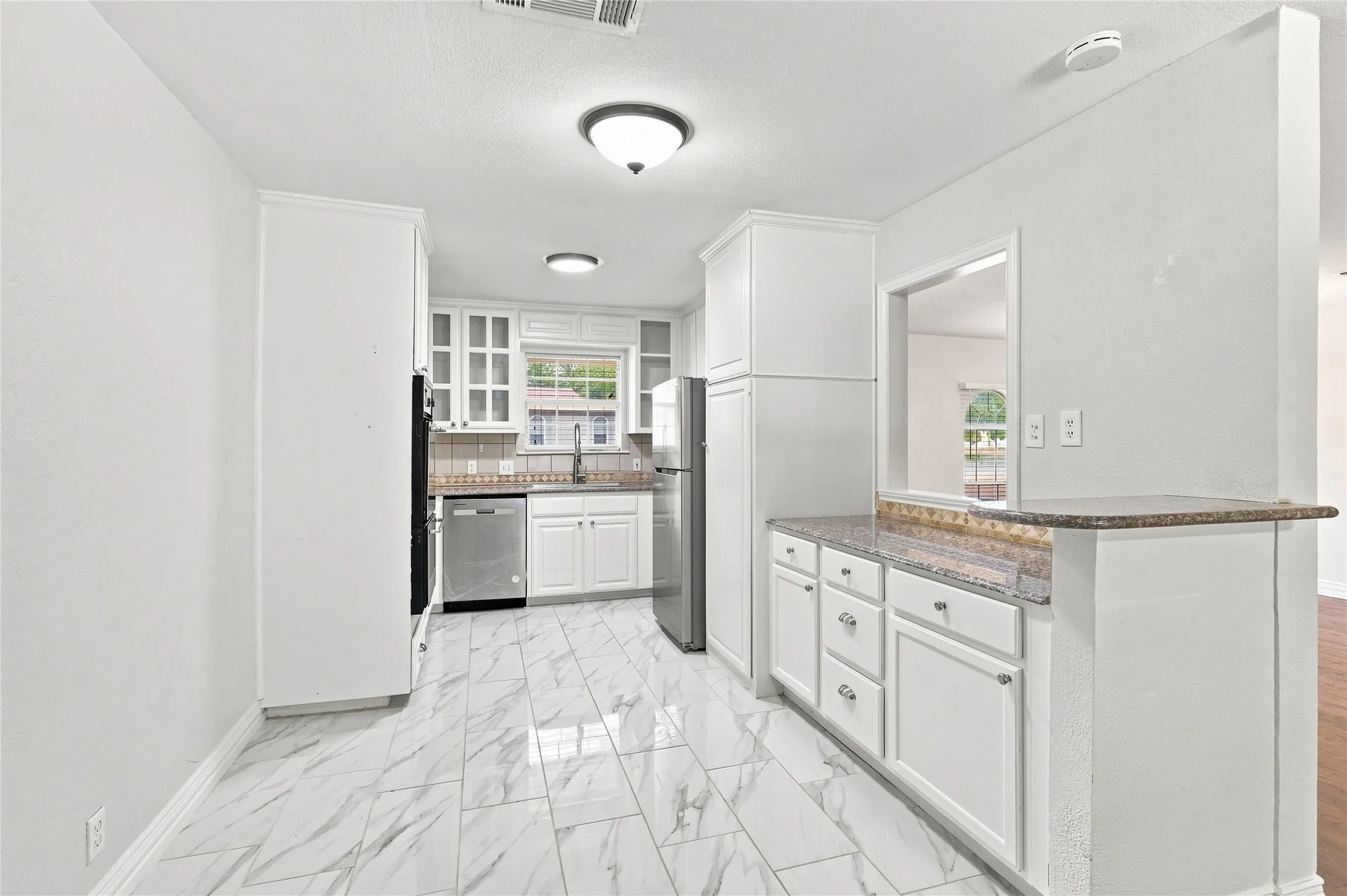 with Stainless appliances