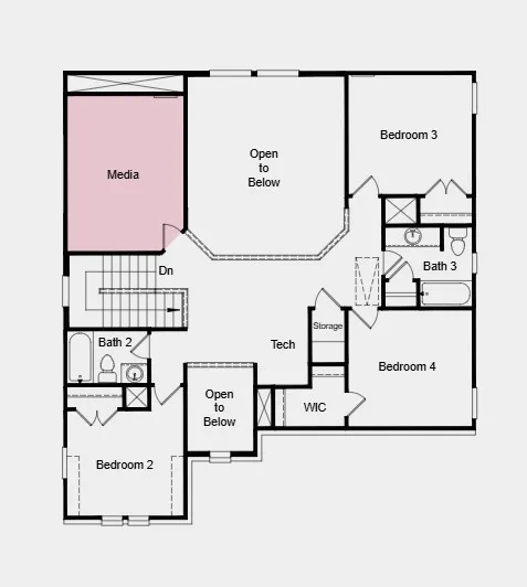 Additional Highlights Include: Bedroom 5 with bath 4 in place of study/half bath, slide-in tub at primary bath, and media room in place of game​​‌​​​​‌​​‌‌​‌‌​​​‌‌​‌​‌​‌​​​‌​​ room.