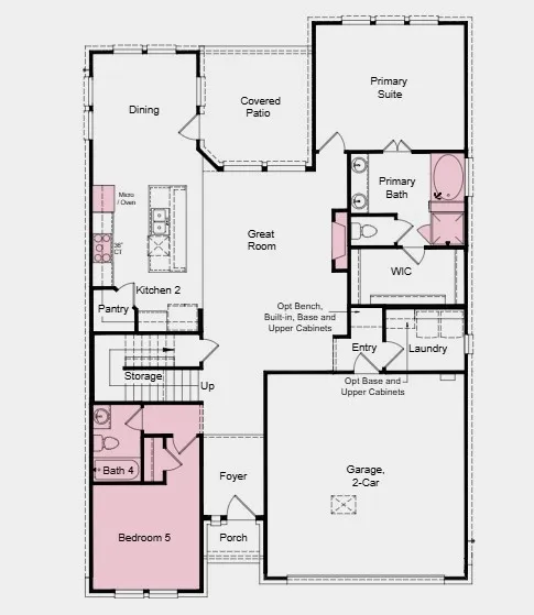 First Floor Plan -  Additional highlights include: first floor guest suite with full bath, tub and shower at primary bath