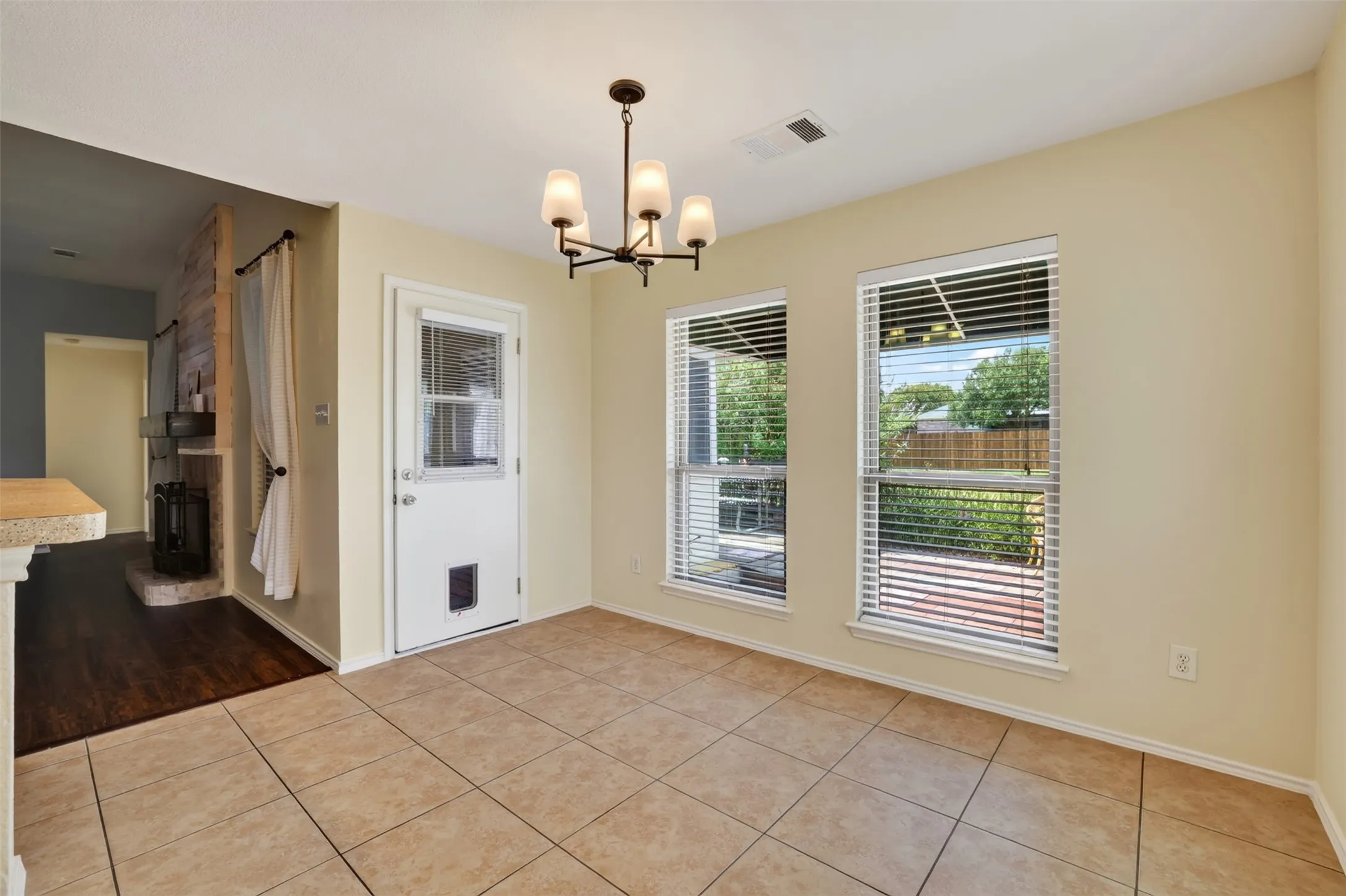 Breakfast area with doggie door for your best friend
