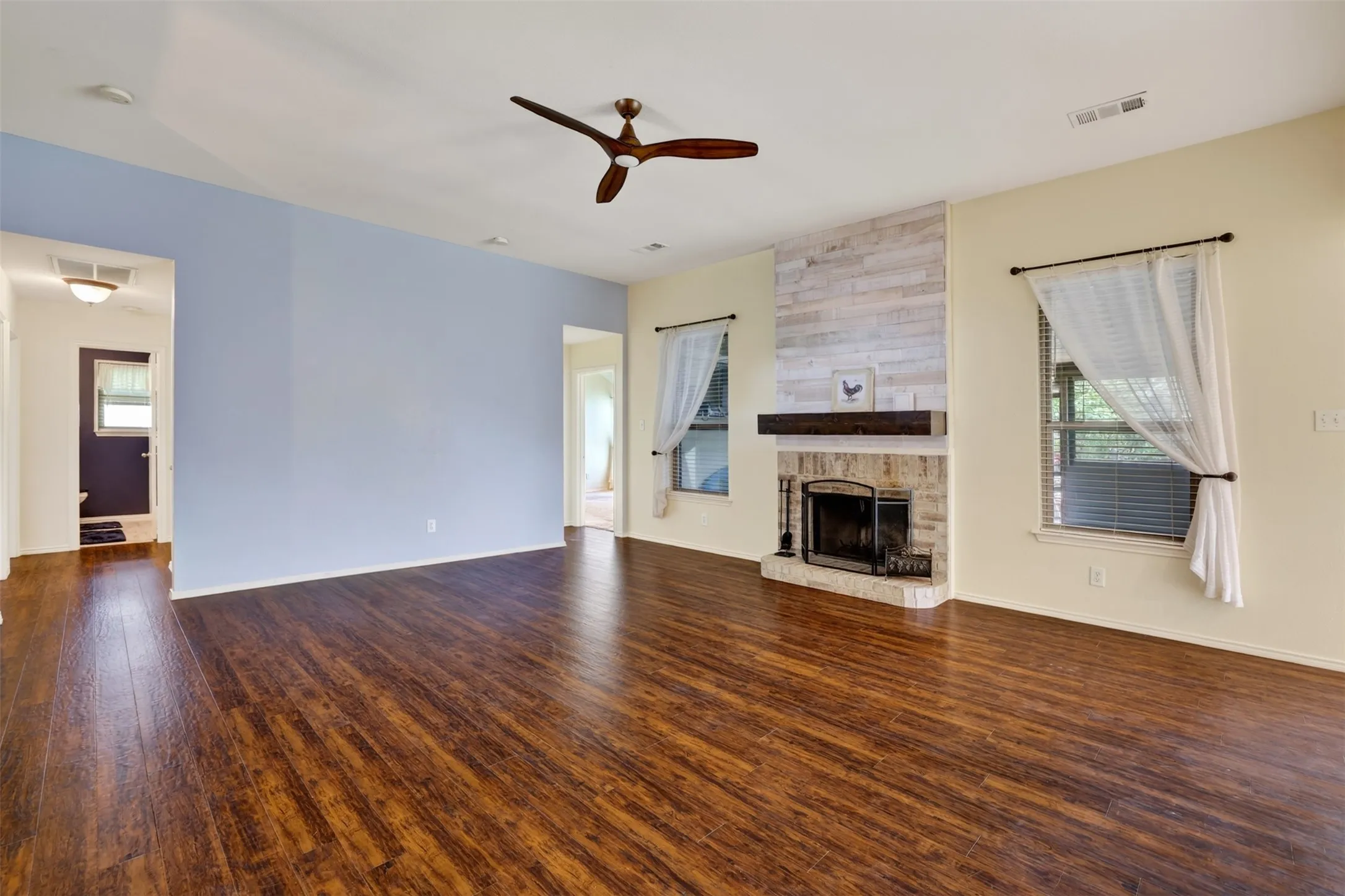 Cozy living space and wood burning fireplace for those cold Texas winters