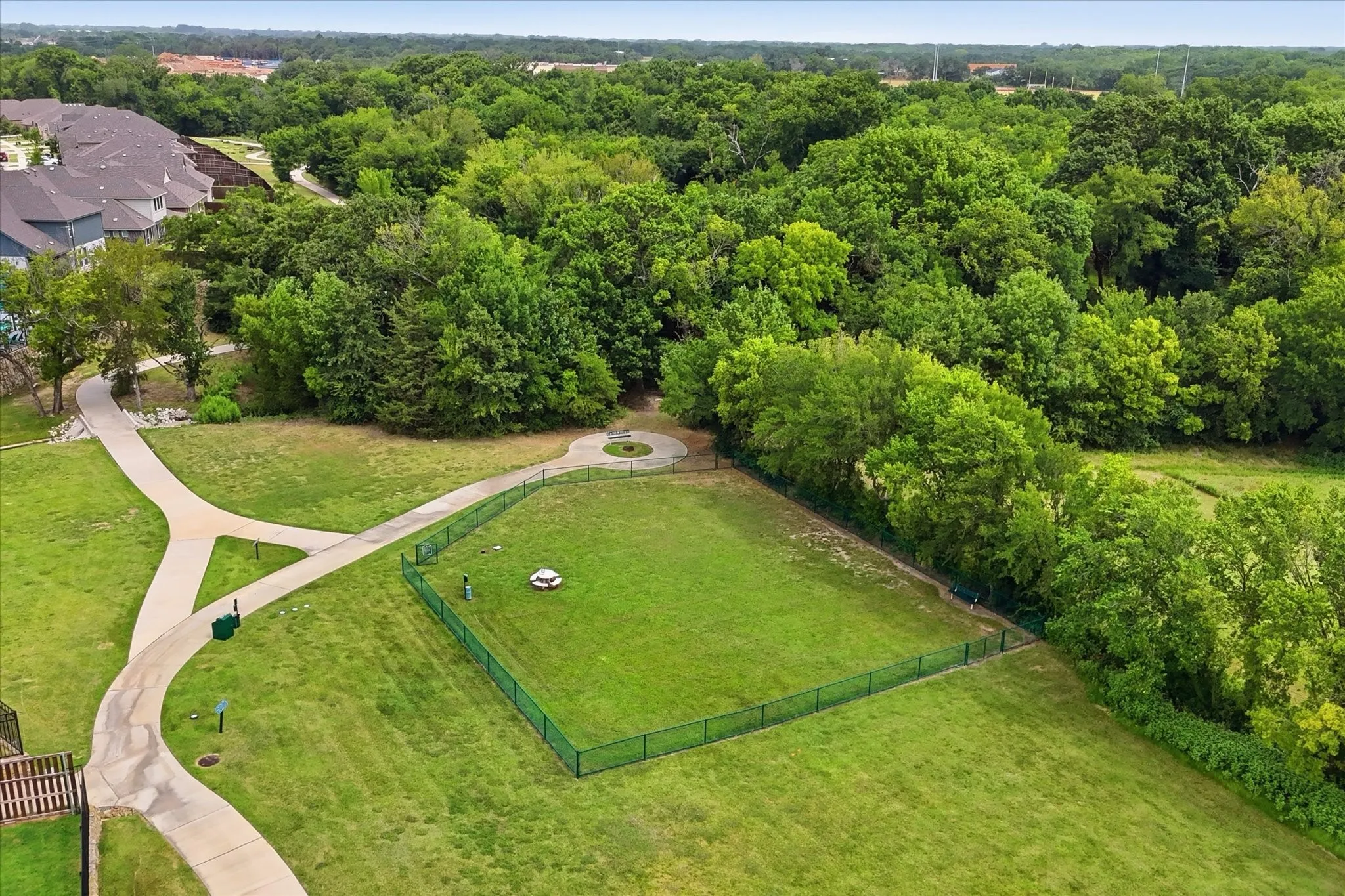 Aerial view of the dog park.