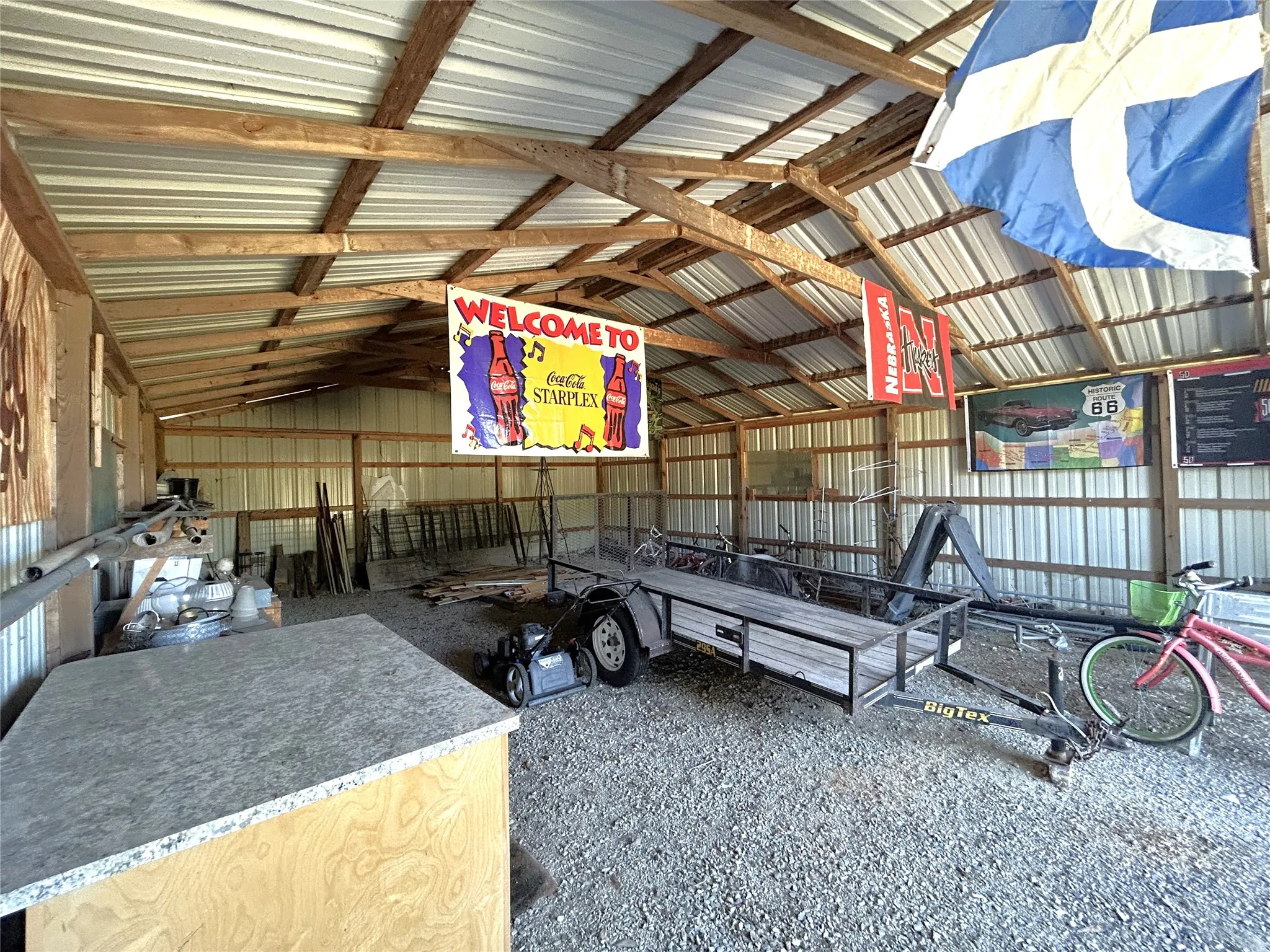 View inside the shop from the walk thru door