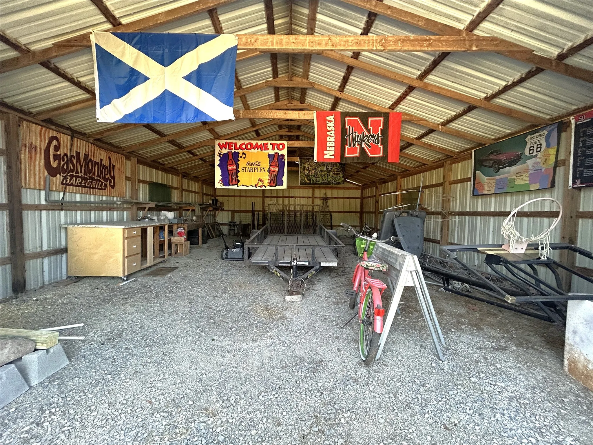 Inside the shop from the large door