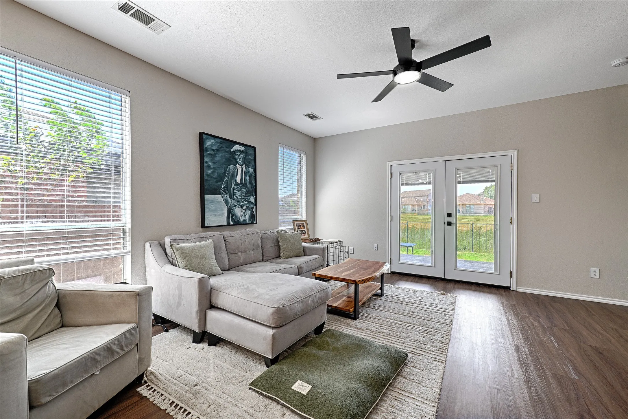 There is so much light in this living room, you almost don't need to turn any lamps on during the day.