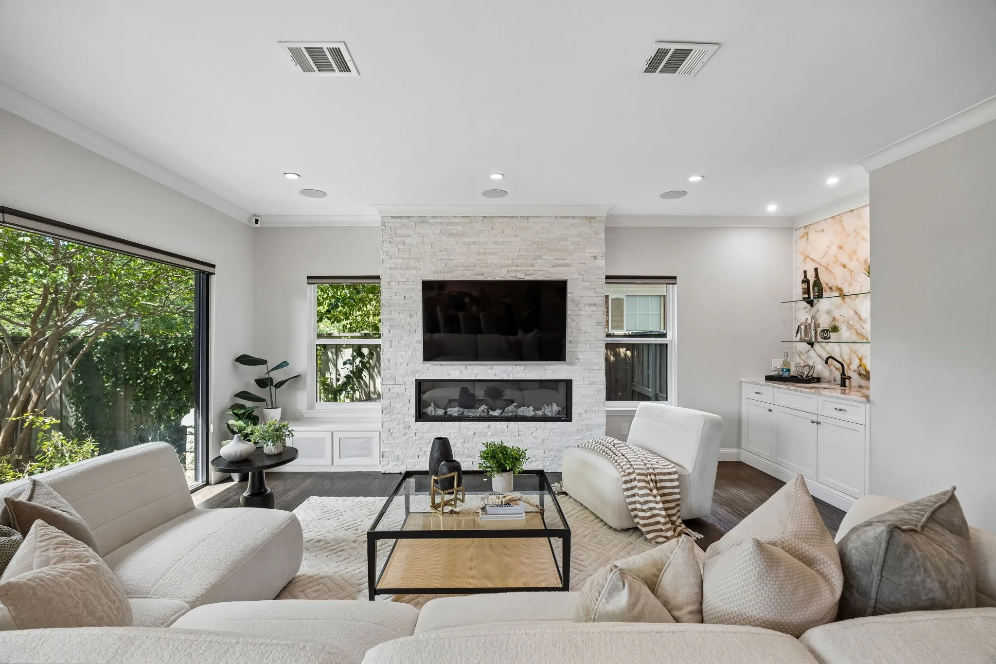 Downstairs living area that is perfect for entertainig or relaxing.