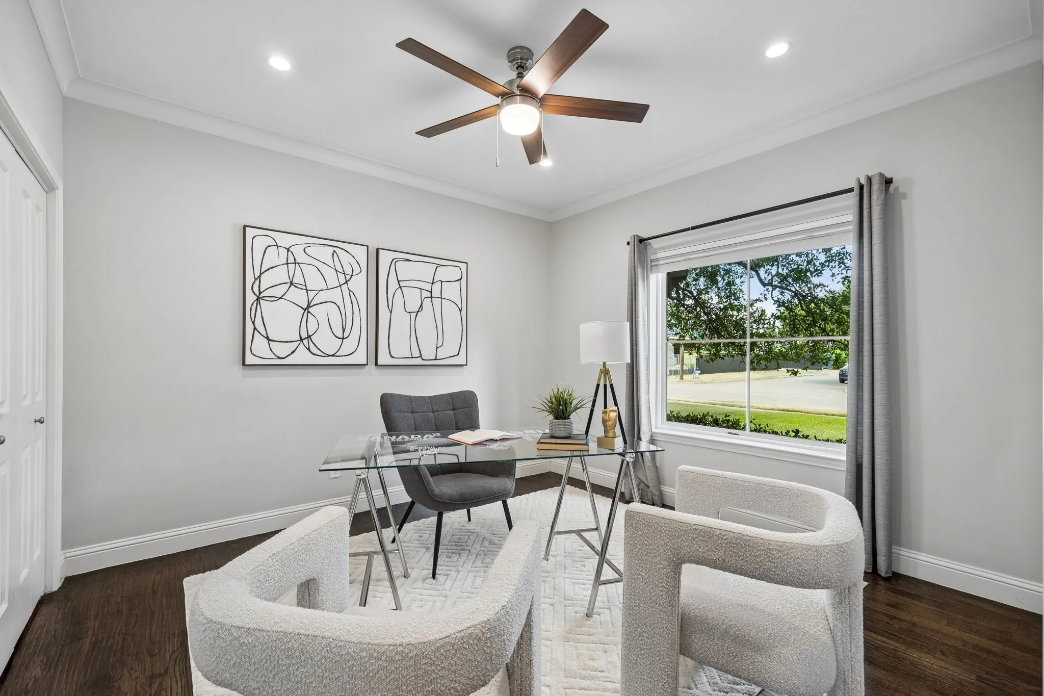 Designated office overlooking the front lawn.