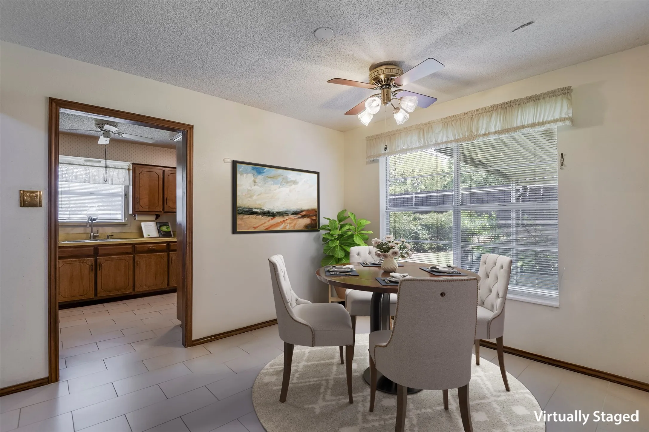Virtually staged dining area
