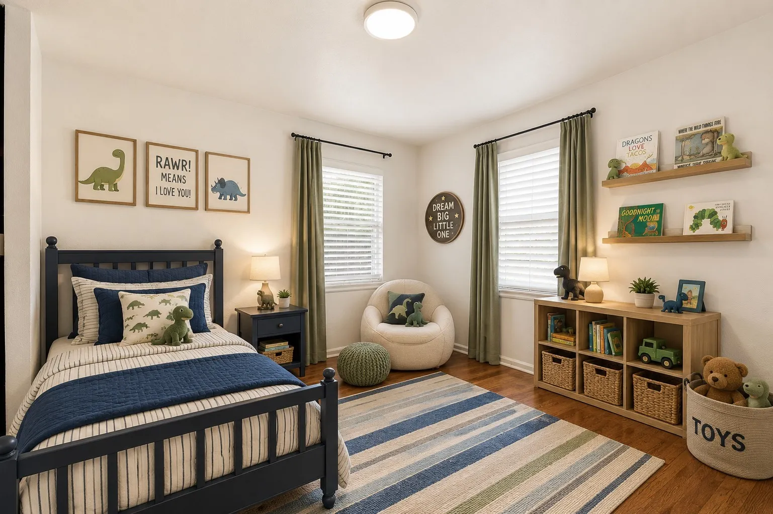 Virtual staging of the secondary bedroom.