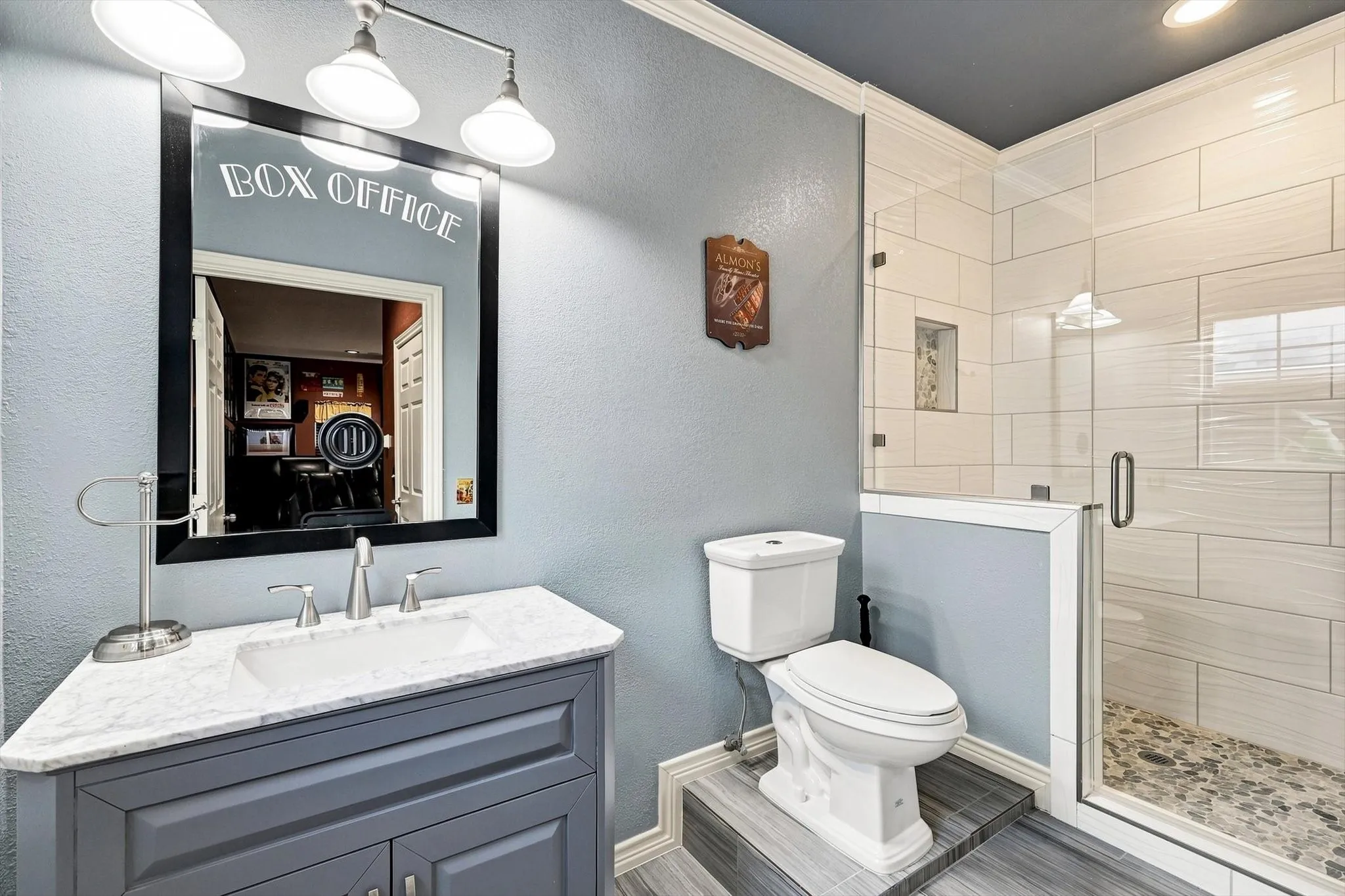 Full bath for media or parent suite