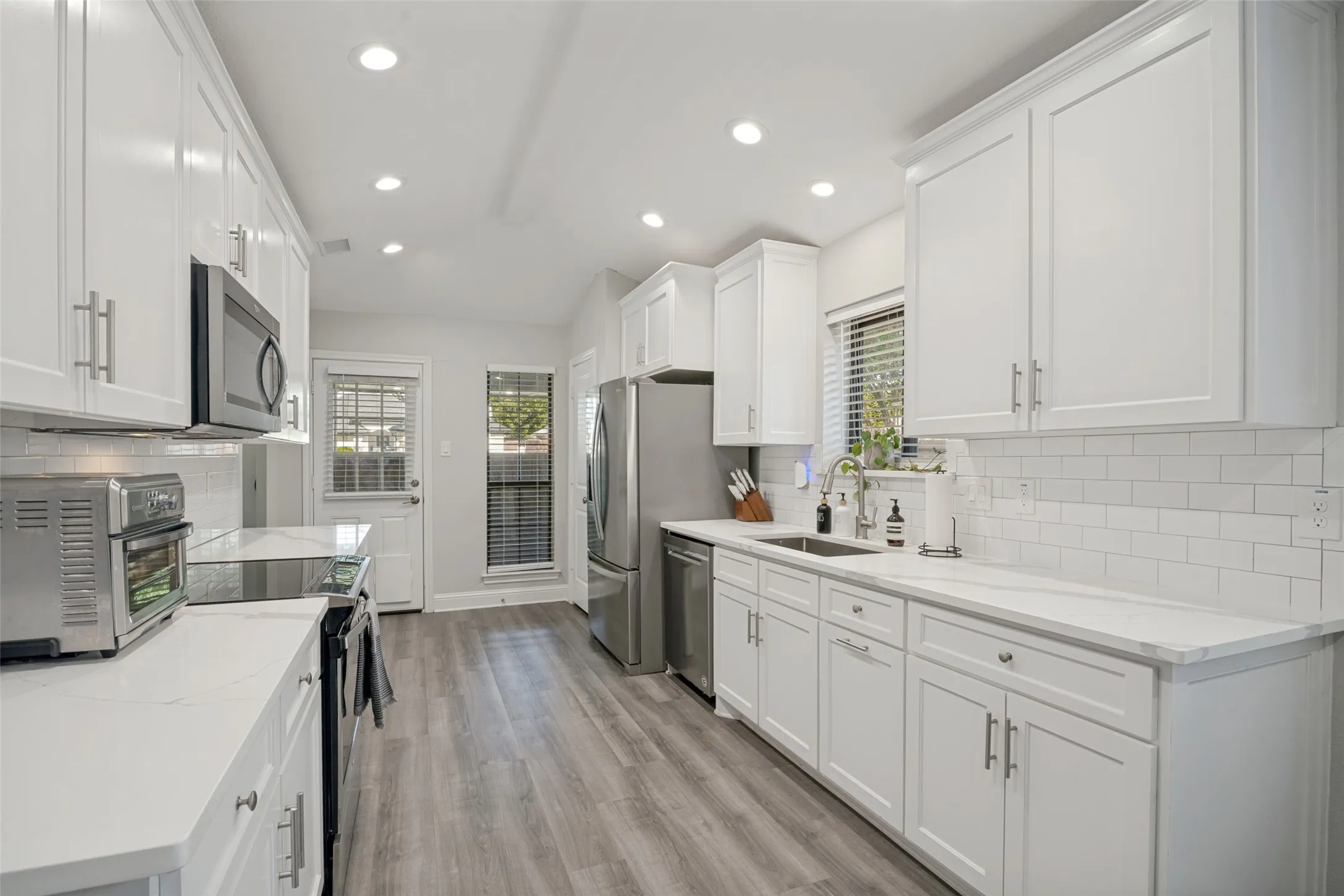 Kitchen with stainless steel appliances