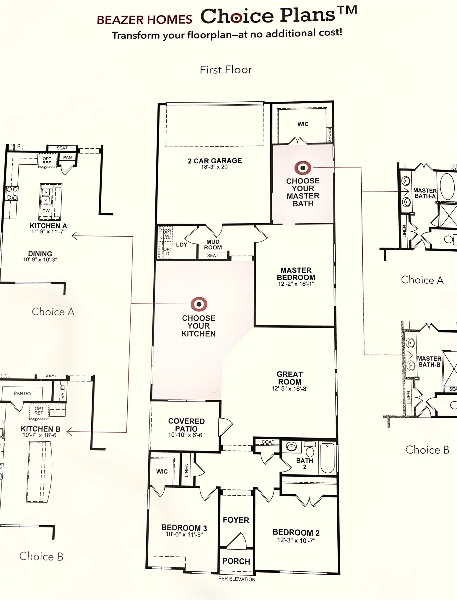 Beazer Home. Built in 2018. Kitchen- Choice A. Primary Bath Choice A.