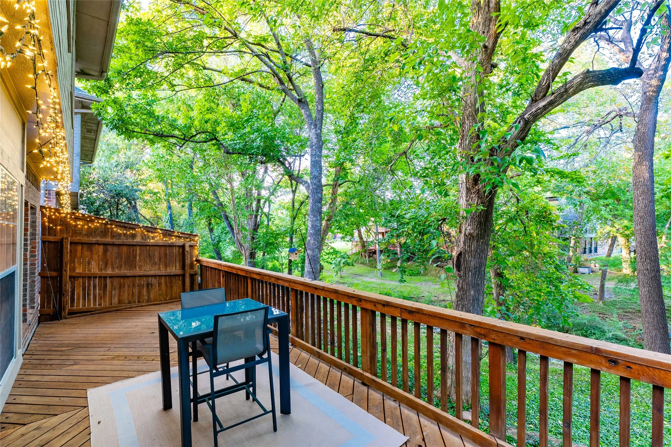 Wood deck with slatted railing