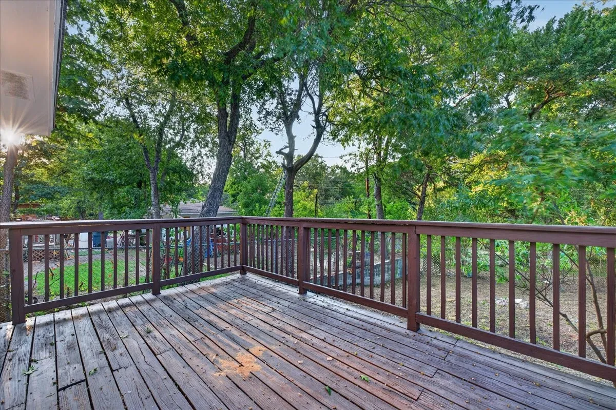 Wood deck with a railing system