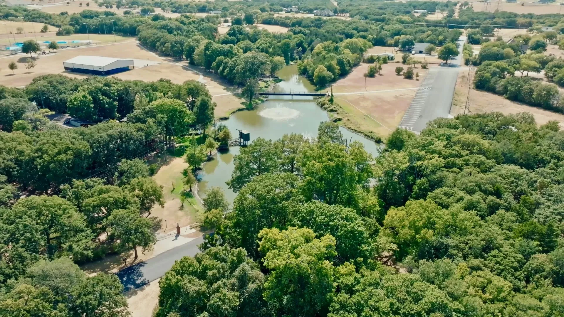 View of Hollis Jones city park with covered Pickle Ball Courts